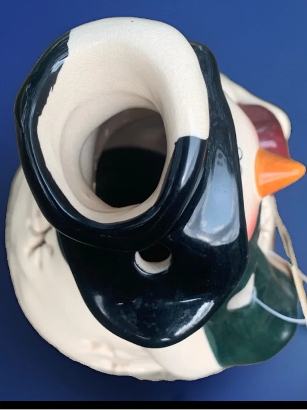 2001 VTG Crazy Mountain Ceramic Snowman Votive Candle Holder With Original Tags